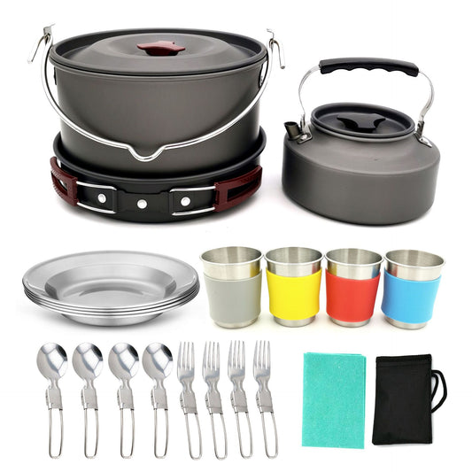 Aluminium Alloy Camping Cookware Set with Teapot