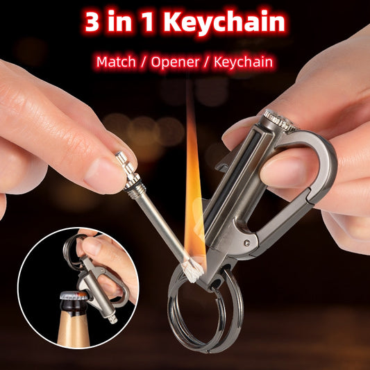 Metal Keychain Flint Lighter – EDC Survival Multi-Tool