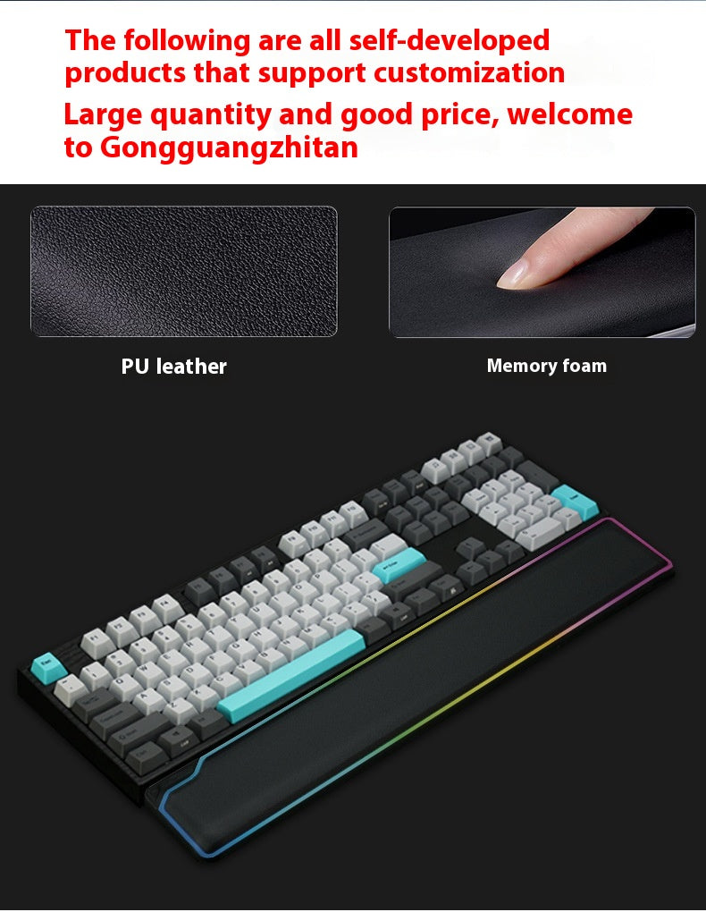 RGB Luminous Keyboard Wrist Rest – Cowhide, Waterproof (view 5)