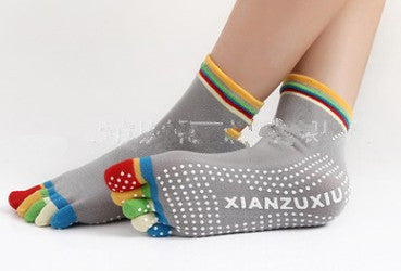 Non-Slip Yoga Toe Socks – Cotton, Multi-Colour (view 4)