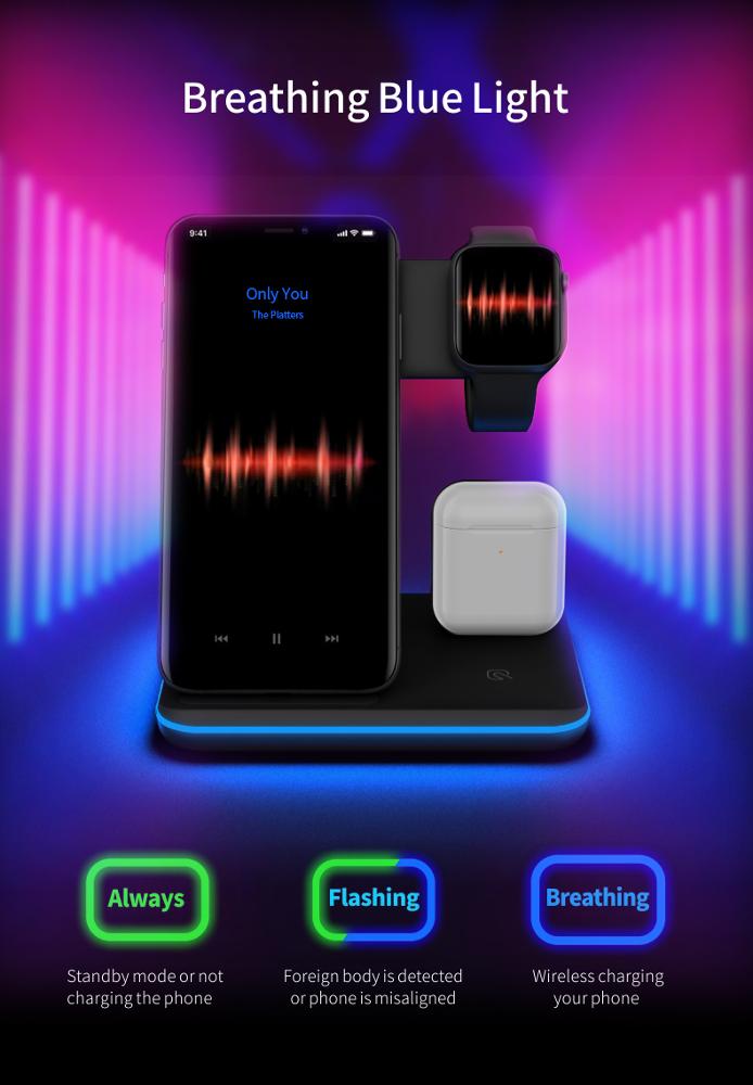 3-in-1 Wireless Charger Stand for Phone, Watch & Earphones (view 9)