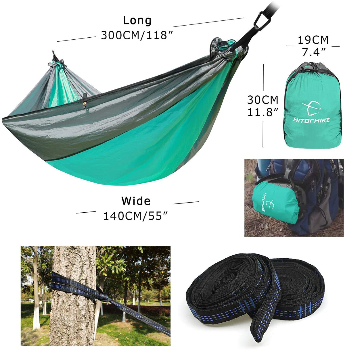 Portable 210T Nylon Parachute Camping Hammock 270x140cm (view 5)