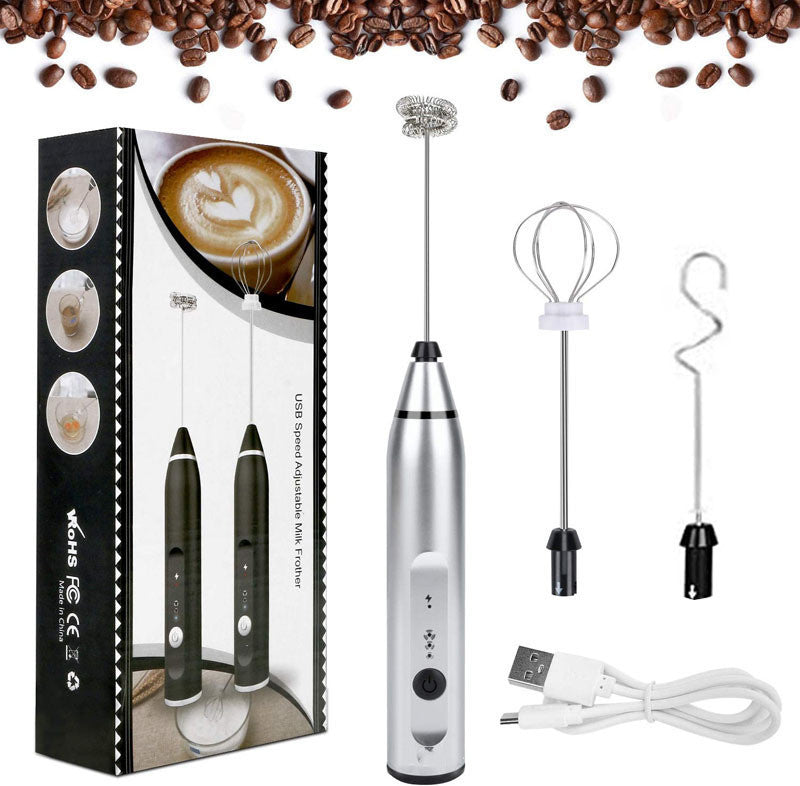 USB Rechargeable Electric Milk Frother – 3-Speed Whisk