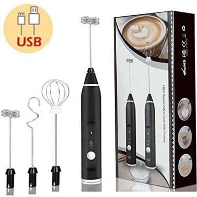 USB Rechargeable Electric Milk Frother – 3-Speed Whisk (view 6)