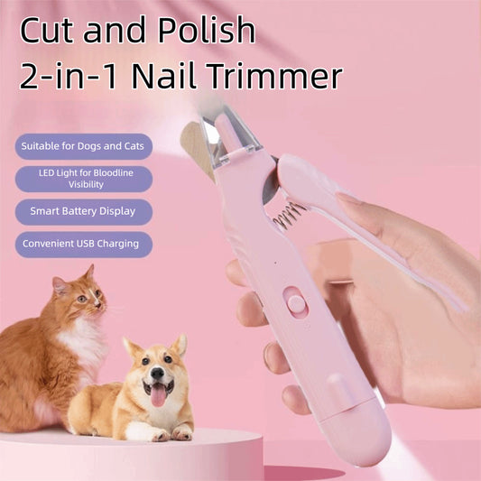 2-in-1 LED Pet Nail Clipper & Grinder – USB Rechargeable