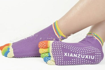 Non-Slip Yoga Toe Socks – Cotton, Multi-Colour (view 10)