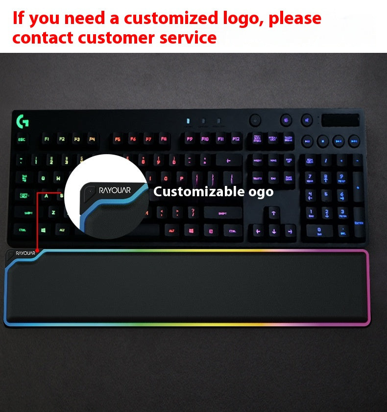 RGB Luminous Keyboard Wrist Rest – Cowhide, Waterproof (view 6)