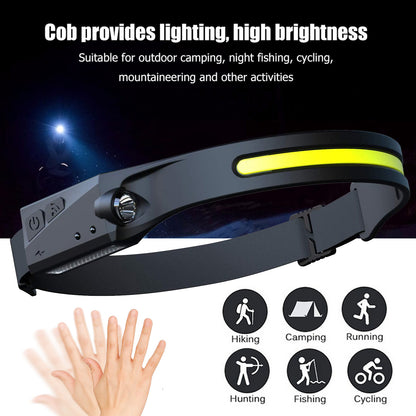 USB Rechargeable COB LED Headlamp – Wave Sensor 350lm