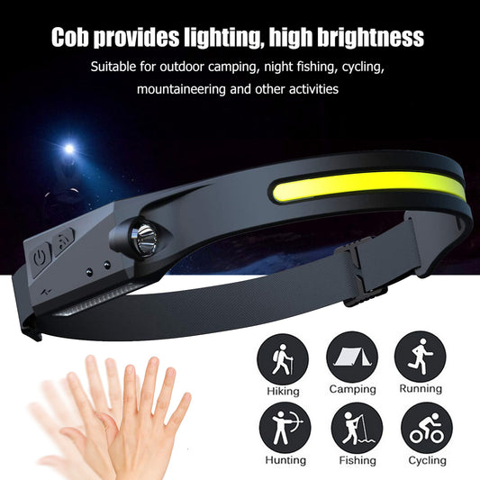 USB Rechargeable COB LED Headlamp – Wave Sensor 350lm