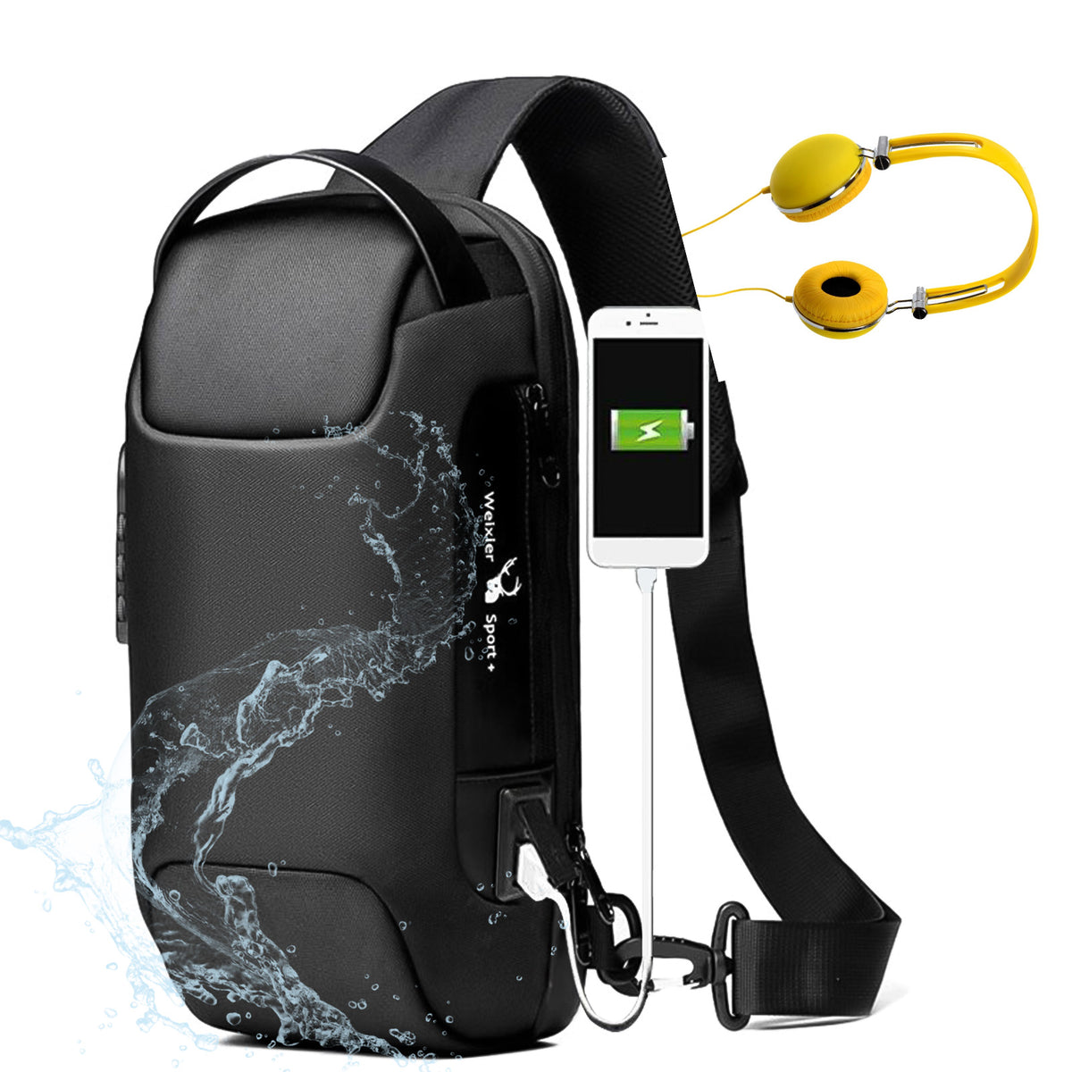 Waterproof USB Anti-Theft Oxford Crossbody Bag (view 7)