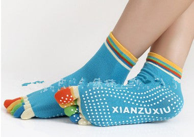 Non-Slip Yoga Toe Socks – Cotton, Multi-Colour (view 8)