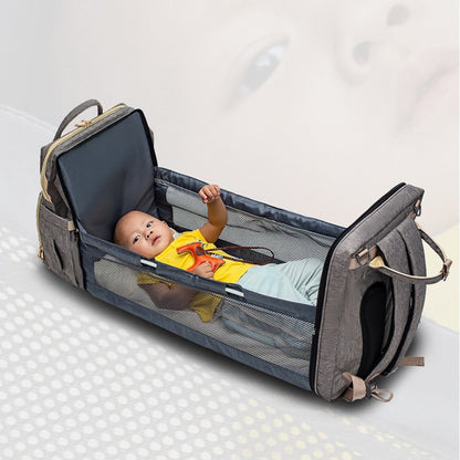 Foldable Mummy Backpack with Portable Baby Bed