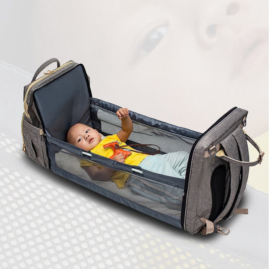 Foldable Mummy Backpack with Portable Baby Bed