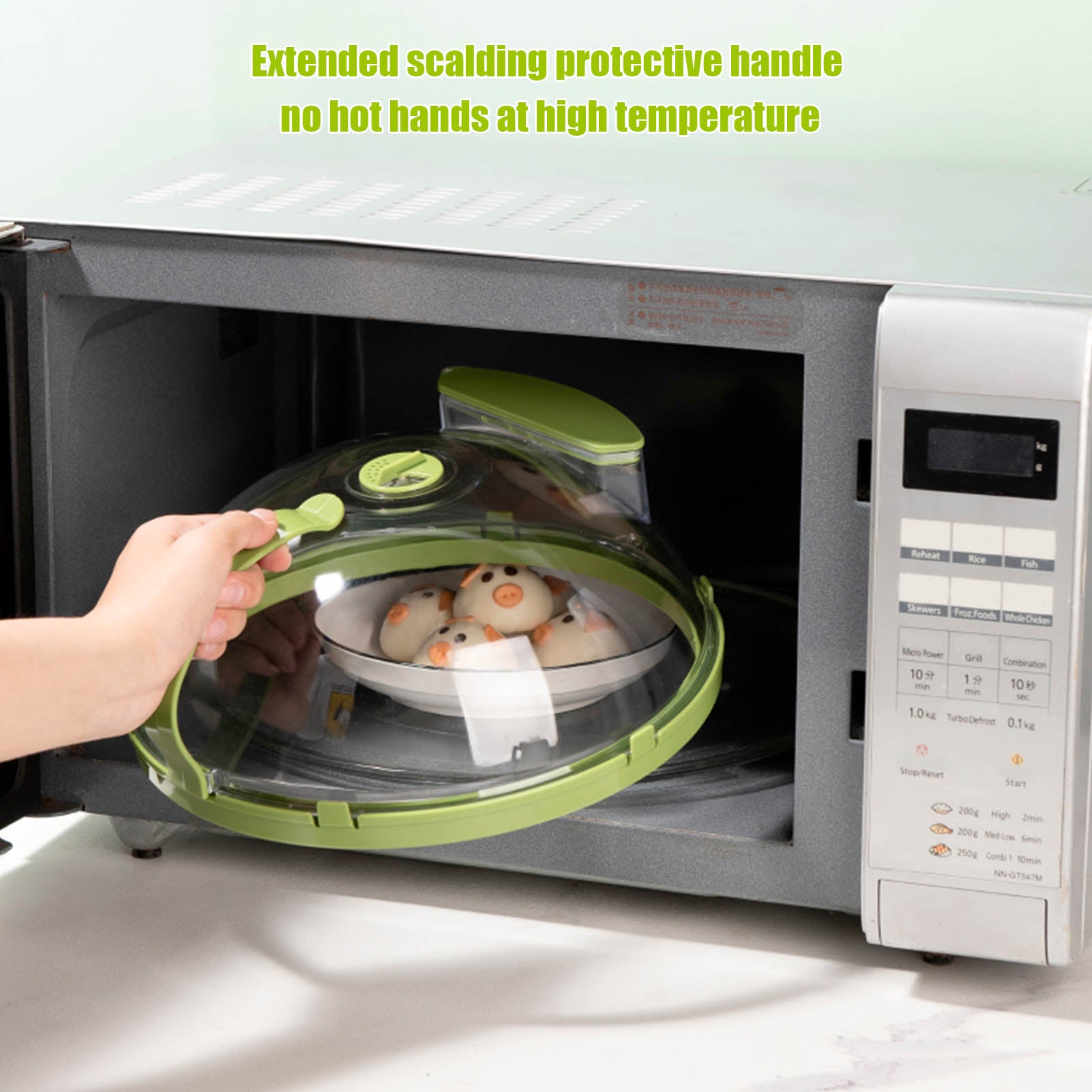 Microwave Splashproof Food Cover – High-Temp PC Lid 26cm (view 2)