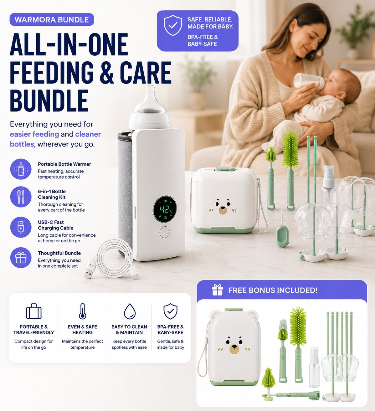 Portable Baby Bottle Warmer – USB Wireless 42°C (view 11)