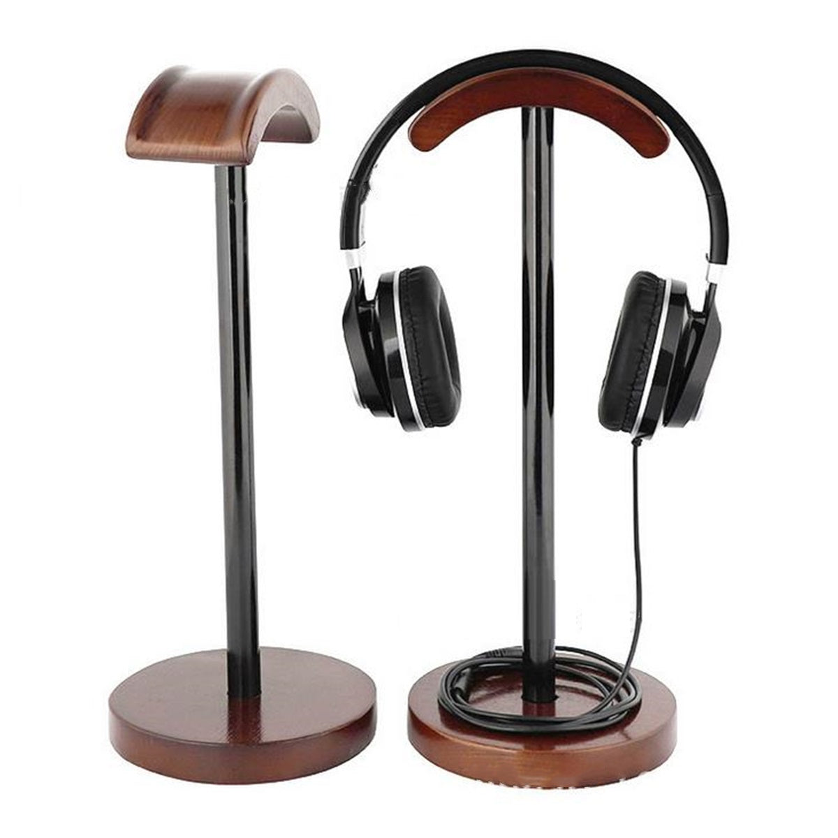 Solid Wood & Metal Headphone Stand – Desktop Holder (view 5)