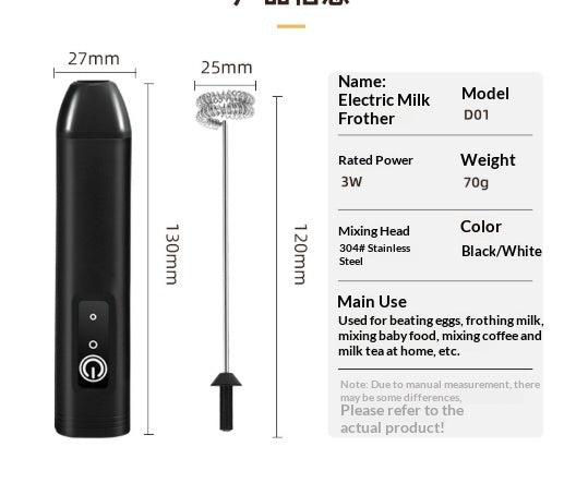 USB Rechargeable Electric Milk Frother – 3-Speed Whisk (view 8)