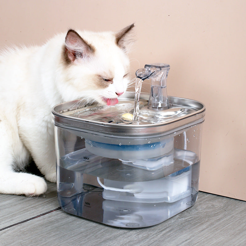 304 Stainless Steel Pet Water Fountain – 2L Auto Pump
