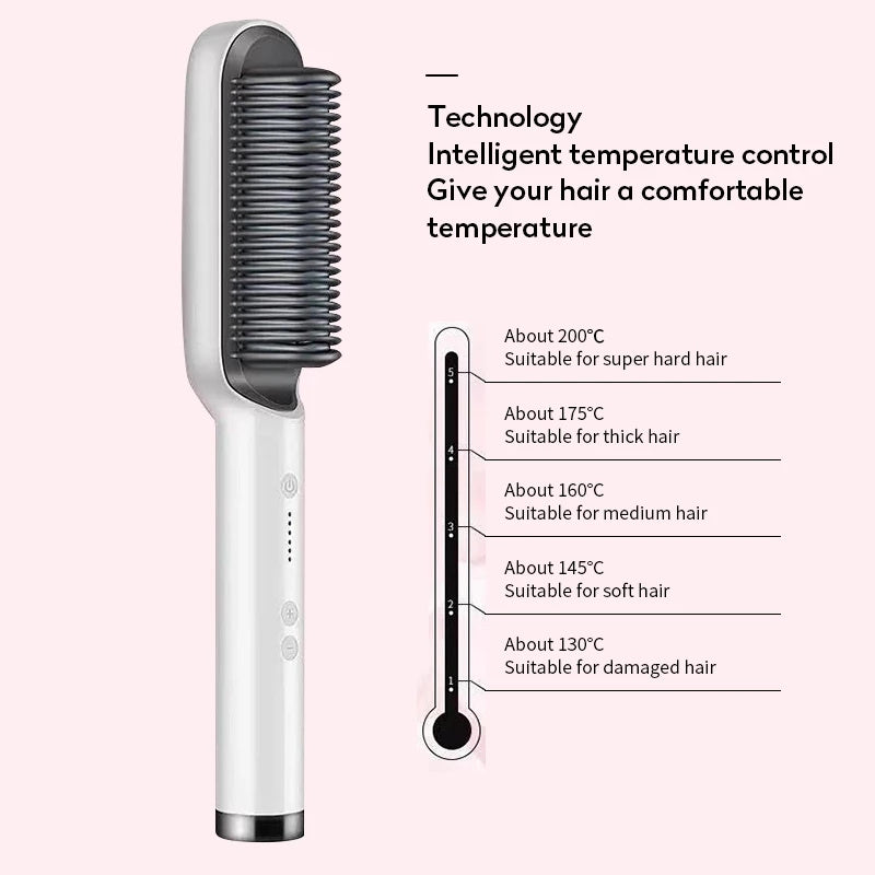 2-in-1 Hair Straightener & Curling Brush – Negative Ion (view 4)