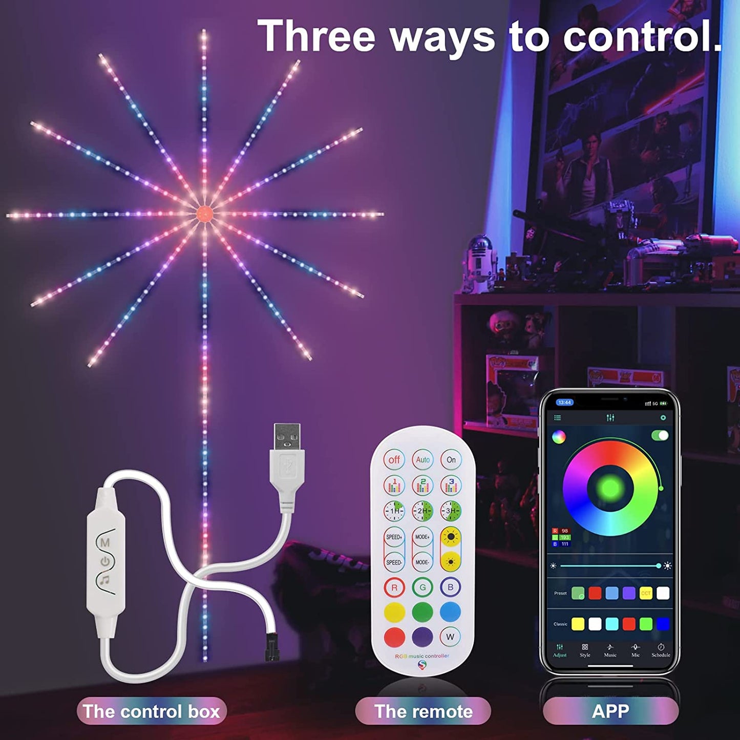 Firework LED Strip Lights – Music Sync & Remote Control (view 4)