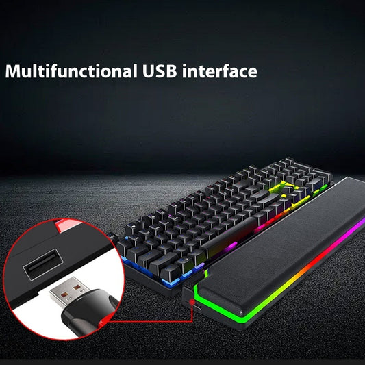 RGB Luminous Keyboard Wrist Rest – Cowhide, Waterproof