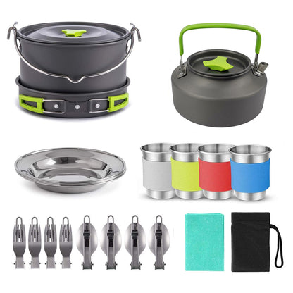 Aluminium Alloy Camping Cookware Set with Teapot (view 4)