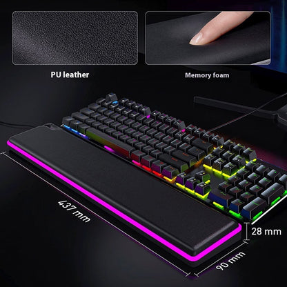 RGB Luminous Keyboard Wrist Rest – Cowhide, Waterproof (view 3)
