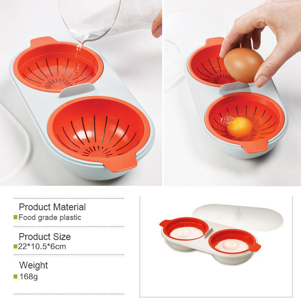Microwave Egg Poacher – Double Cup Food-Grade Steamer (view 3)