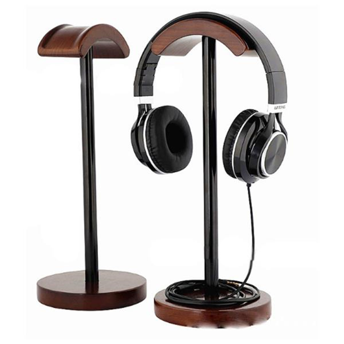 Solid Wood & Metal Headphone Stand – Desktop Holder (view 4)